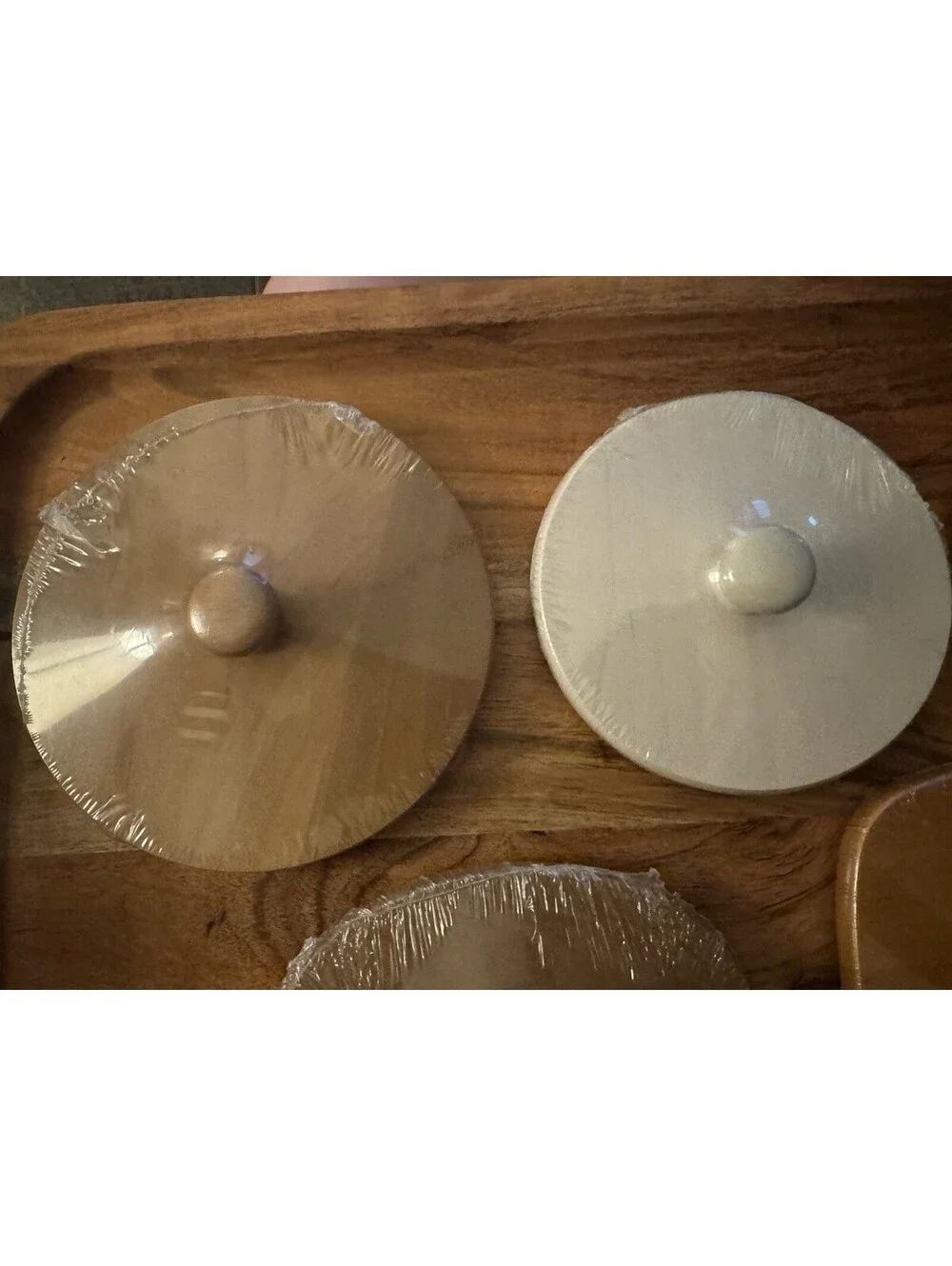 Lot Of 5- Longaberger Lids Only Different Sizes Wood And White Washed